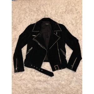 Bebe black studded suede moto jacket